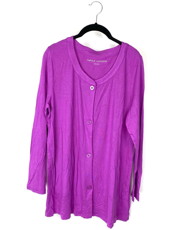 Long Sleeve Purple Cardigan - Small