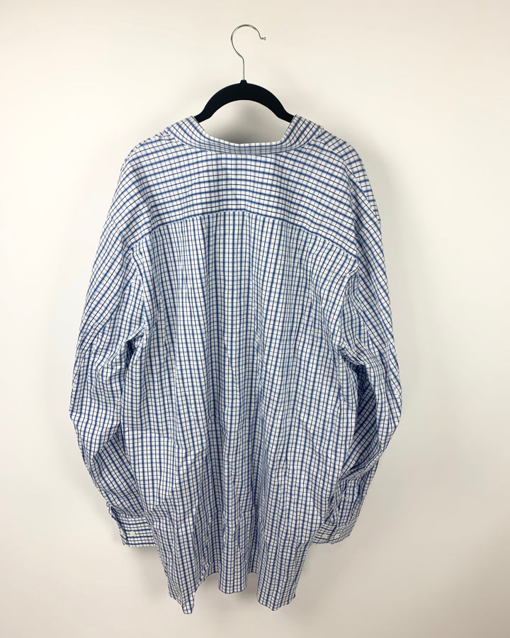 MENS Blue And White Long Sleeve Shirt - Size 20/38