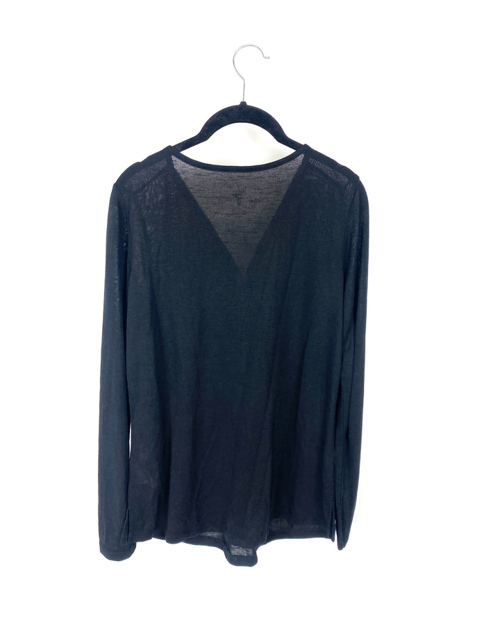 Black Zip Up Long Sleeve Top - Small/Medium