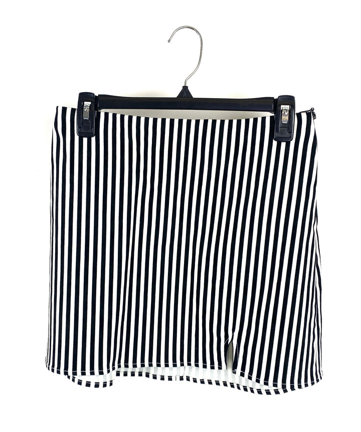 Black And White Striped Skirt - Small