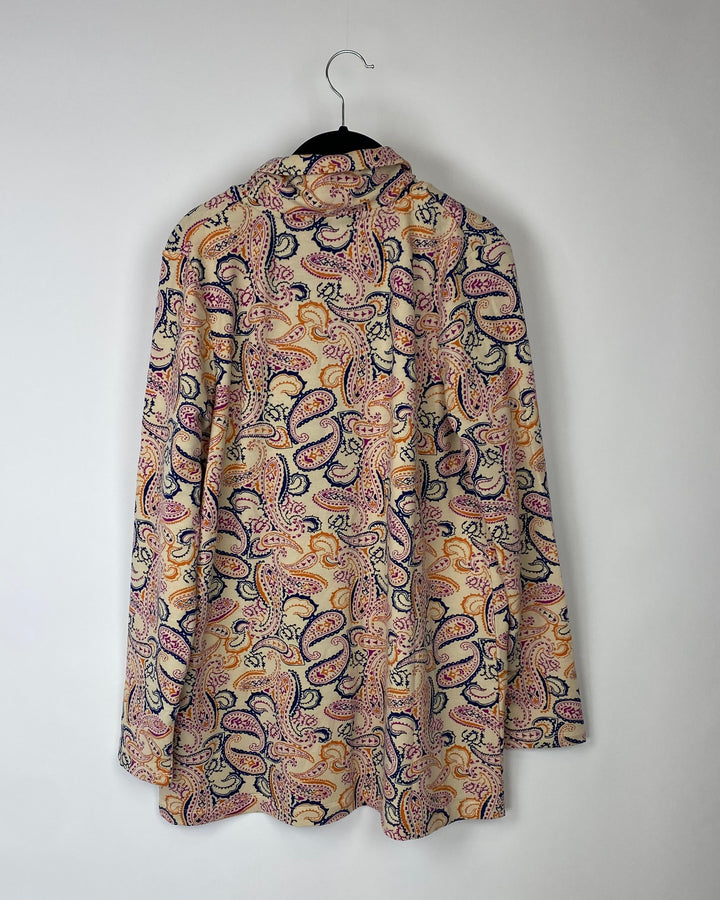 Colorful Paisley Printed Cardigan - Medium