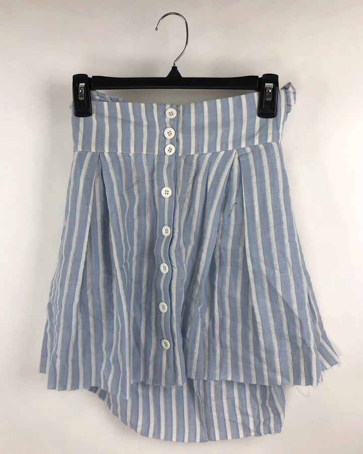P Button Striped Mini Skirt - Small