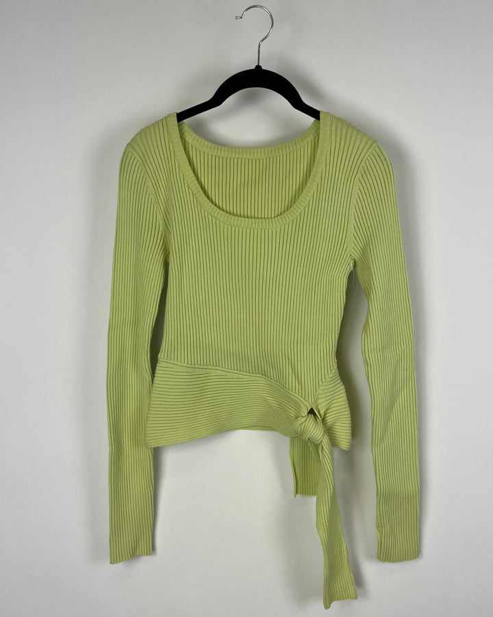 Lime Green Side Tie Sweater - Extra Small