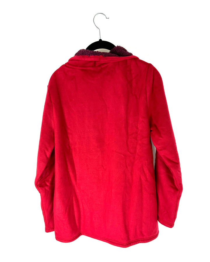 Red Fleece Cardigan - Extra Small And Medium