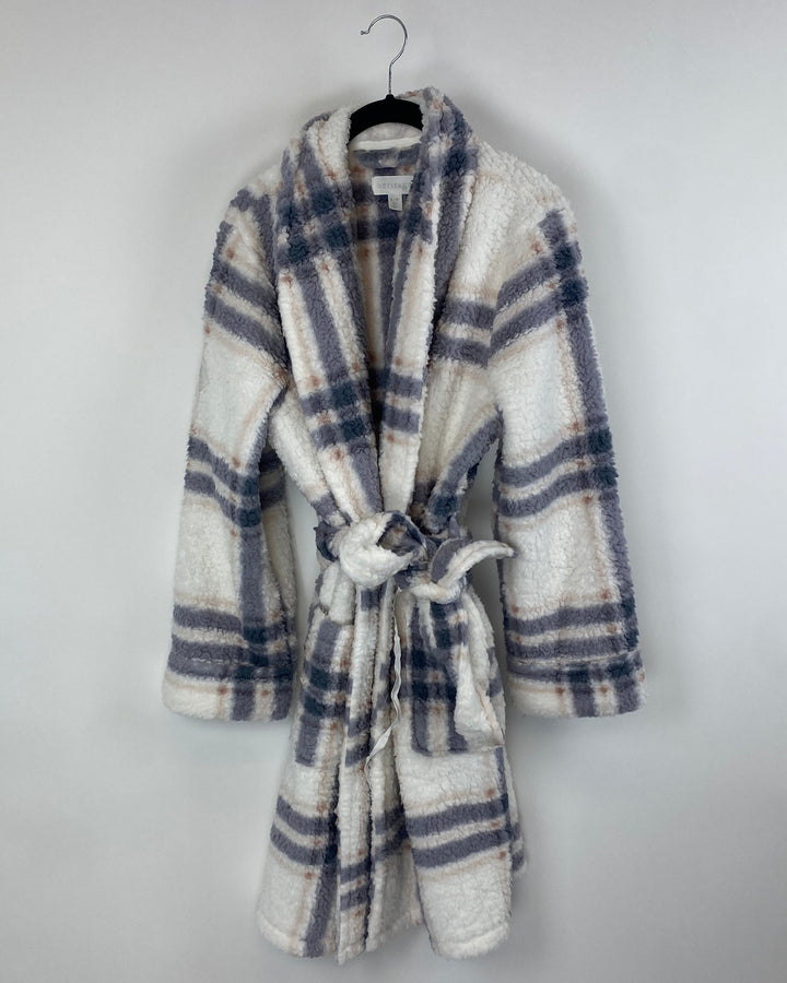 Grey And White Stripe Robe - Small