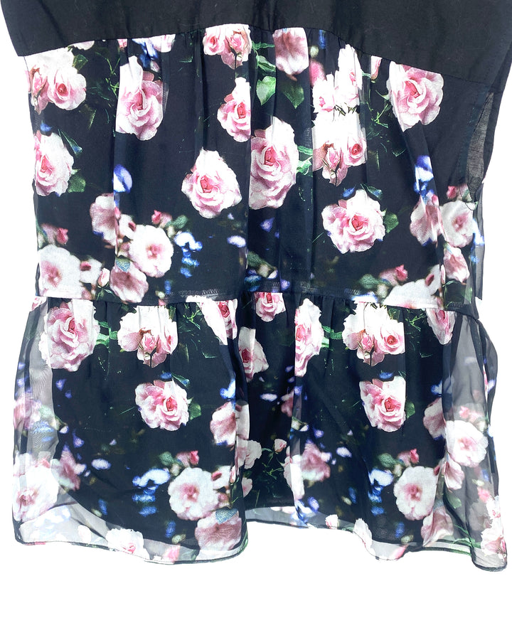 Black Floral Blouse - Small