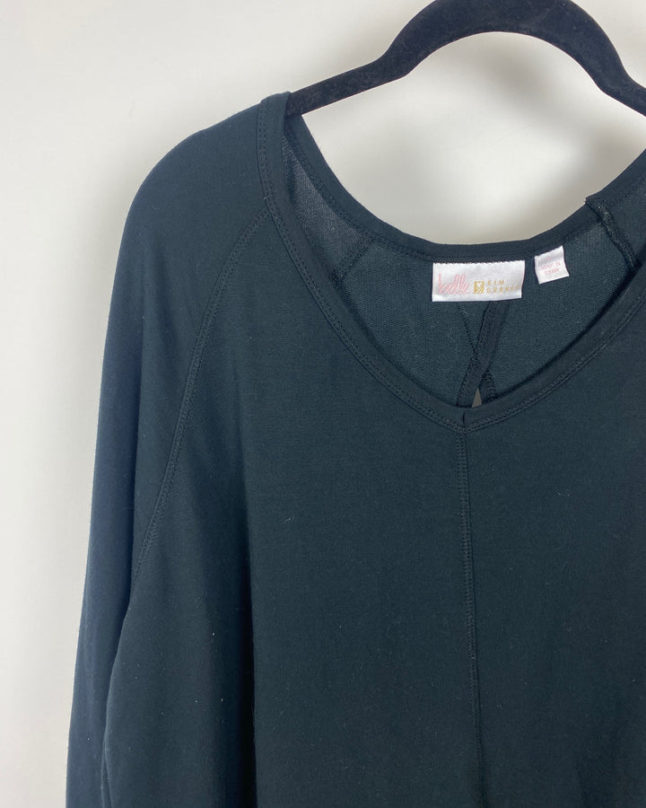 Black Long Sleeve Top Cutout Back - Small And Large