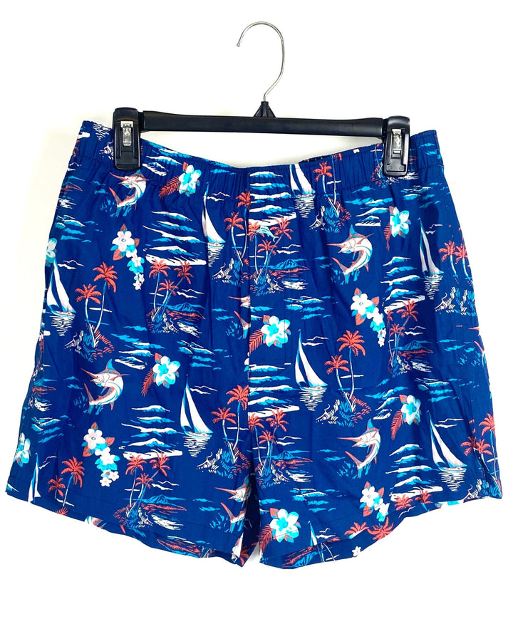 MENS  Blue Tropical Boxers - 2XB