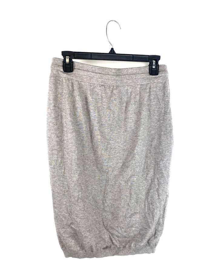 Grey Fitted Skirt with Drawstring Waist - Medium