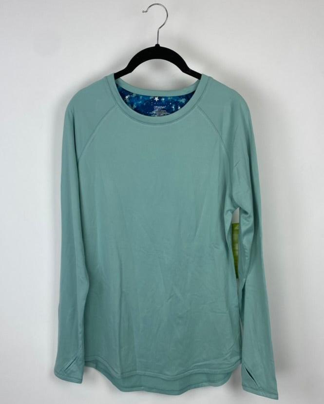 Teal Fleece Long Sleeve Top - Small and Medium