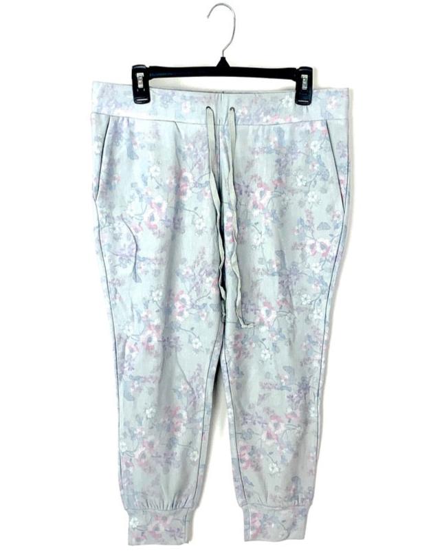 Light Grey Floral Joggers - Size Small