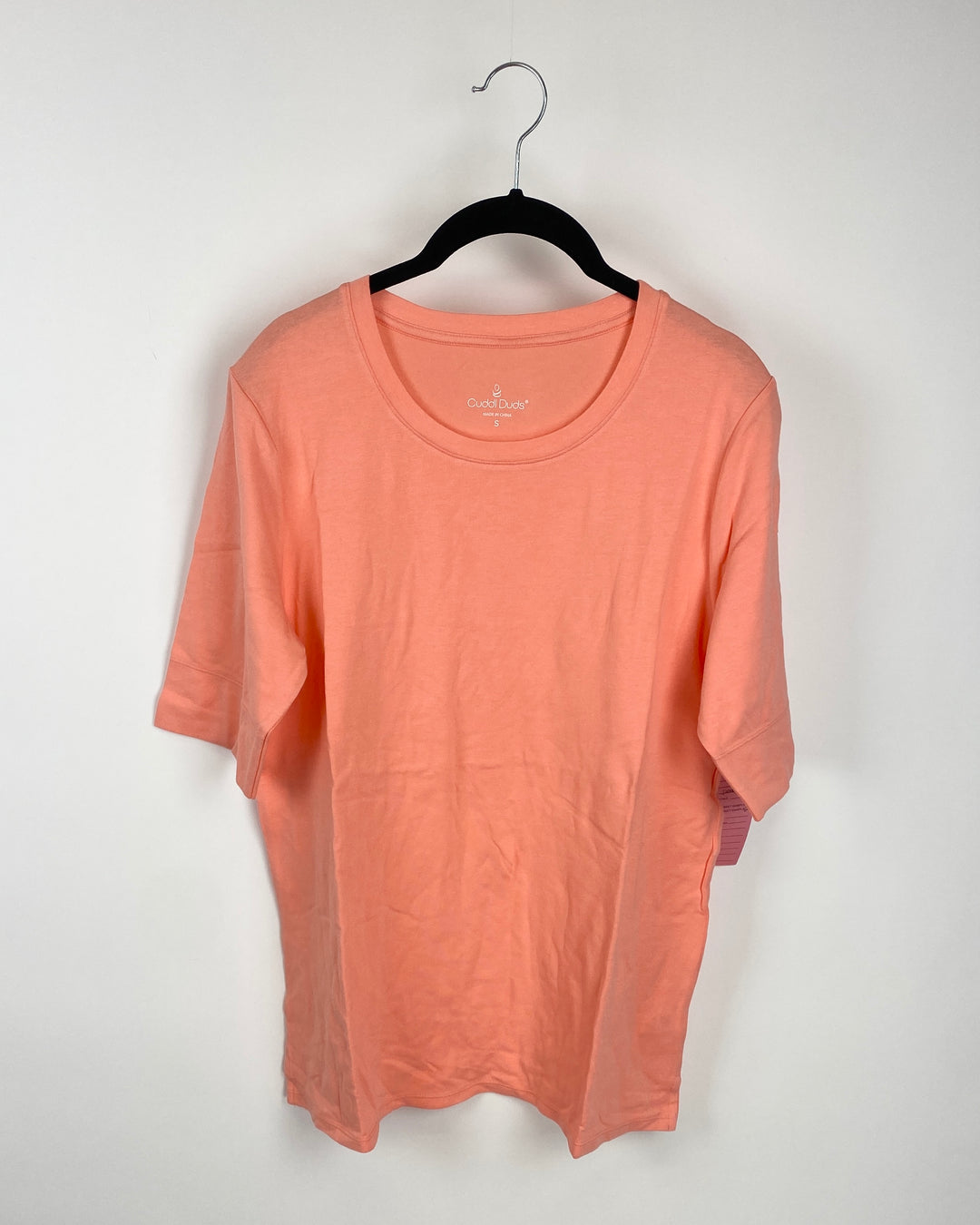 Bright Orange Crew Neck Short Sleeve Top - Small