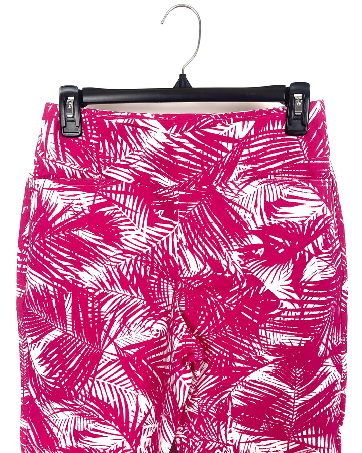 Pink and White Tropical Print Pant  - Size 6/8