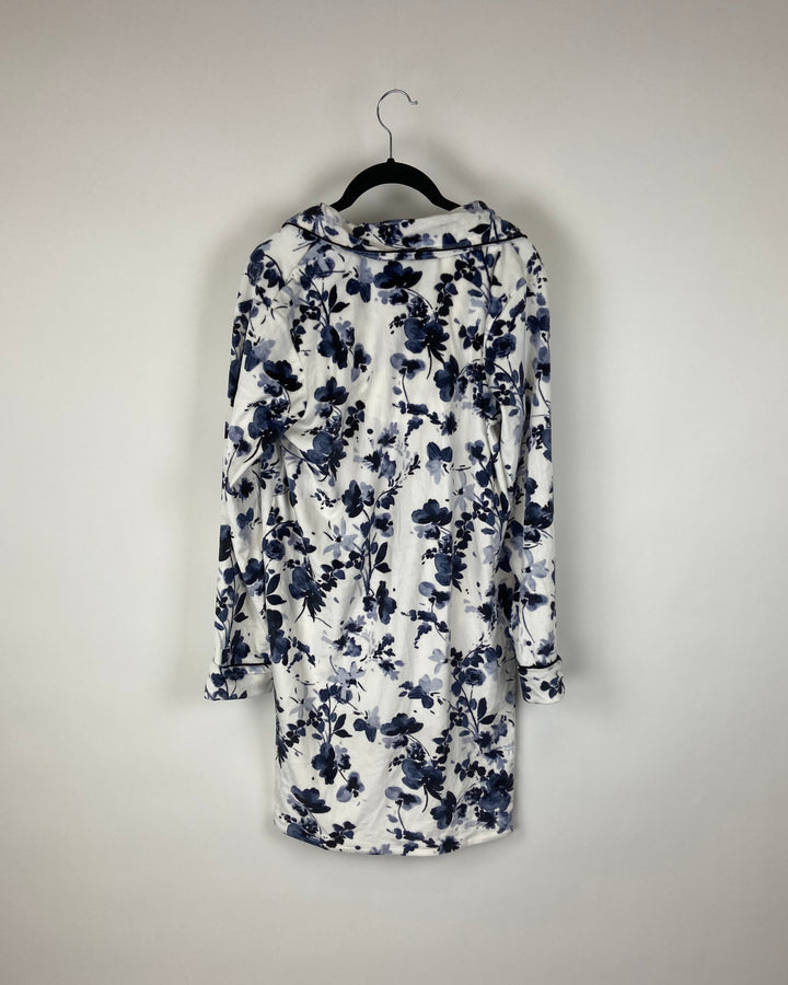 Blue Floral Button Up Nightgown - Small