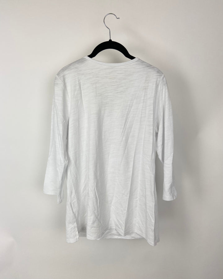 White Embroidered Long Sleeve Top - Small/Medium