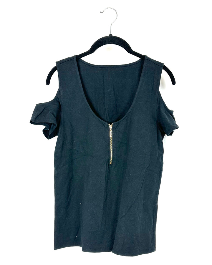 Black Cold Shoulder Top - Small