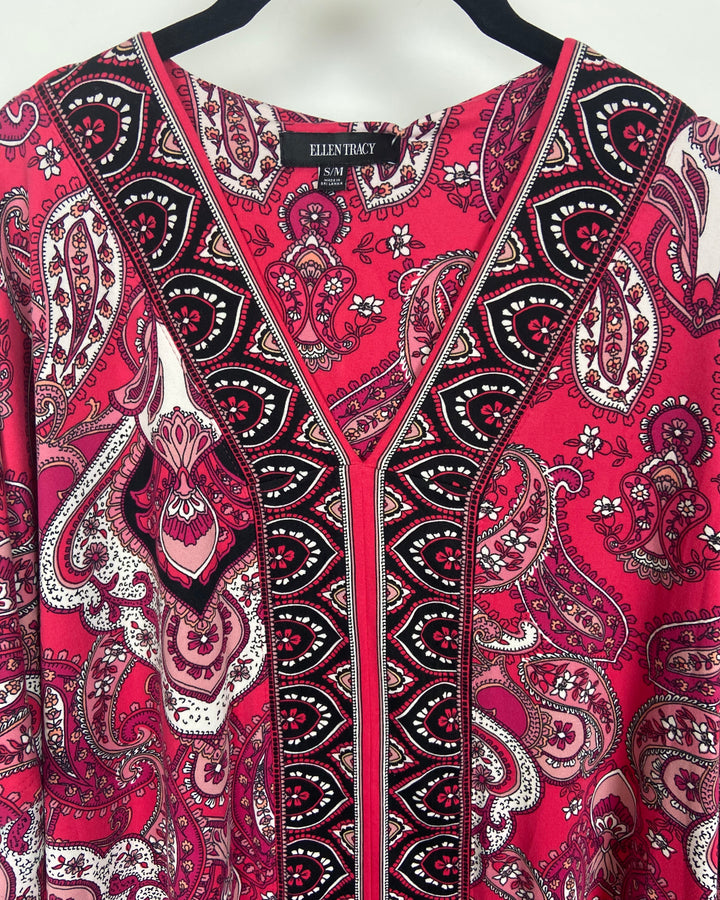 Pink and Black Paisley Print Dress - Small/Medium