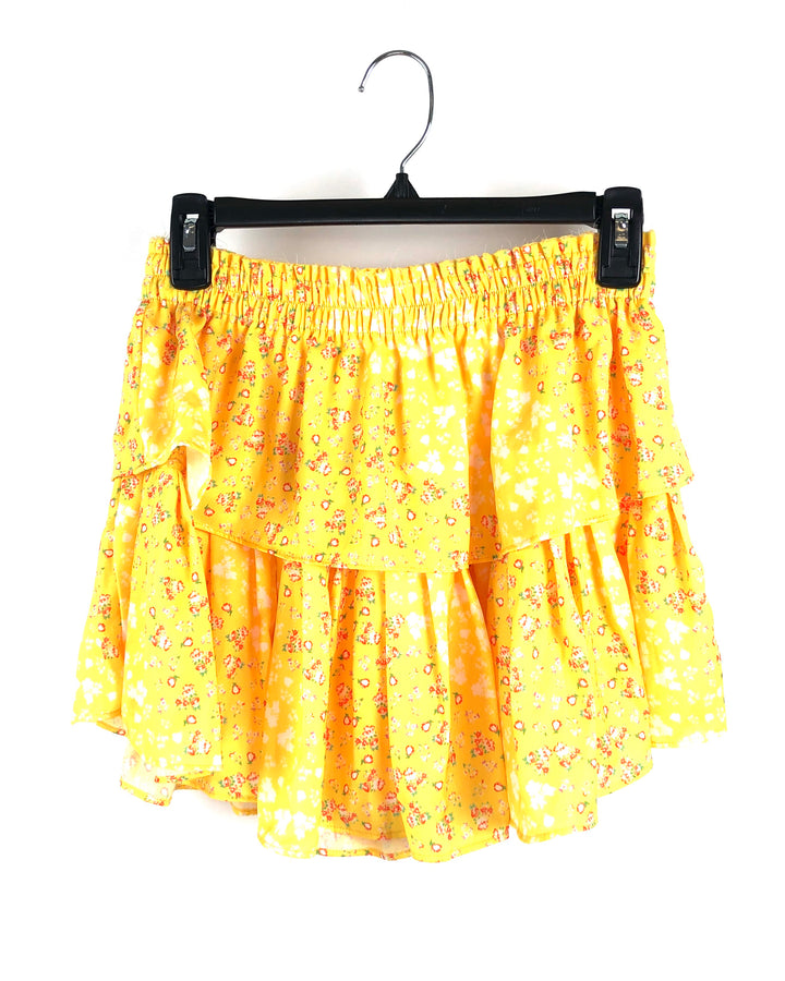 Yellow Layered Mini Skirt - Small
