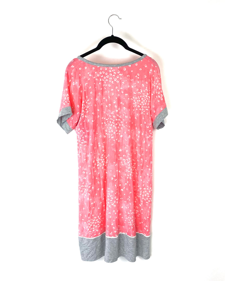 Pink Cheetah Print Loungewear Shirt- Small