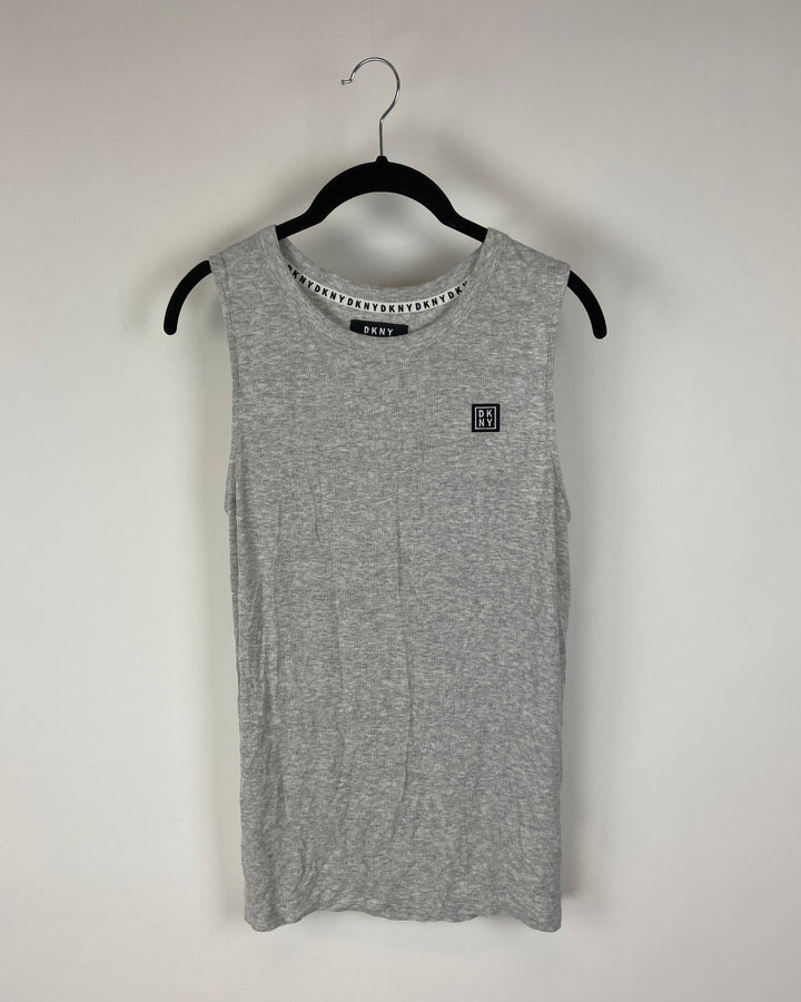 Grey Sleeveless Black Logo Lounge Top - Small