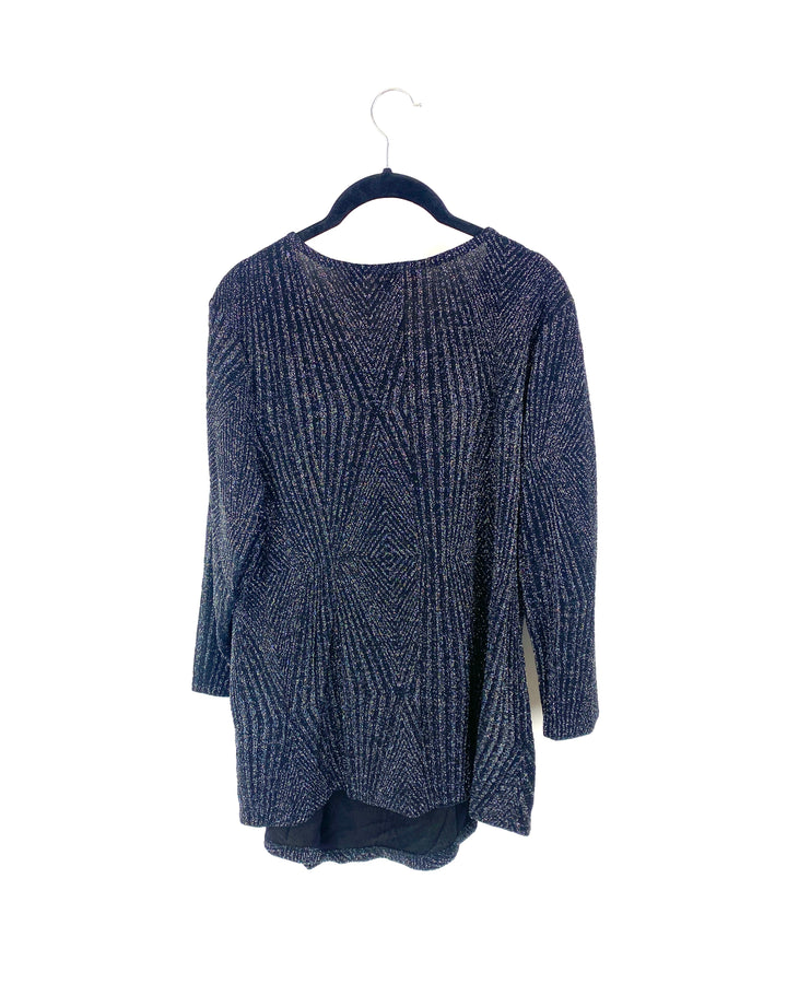 Black and Silver Metallic Rouched Top - Large/Extra Large