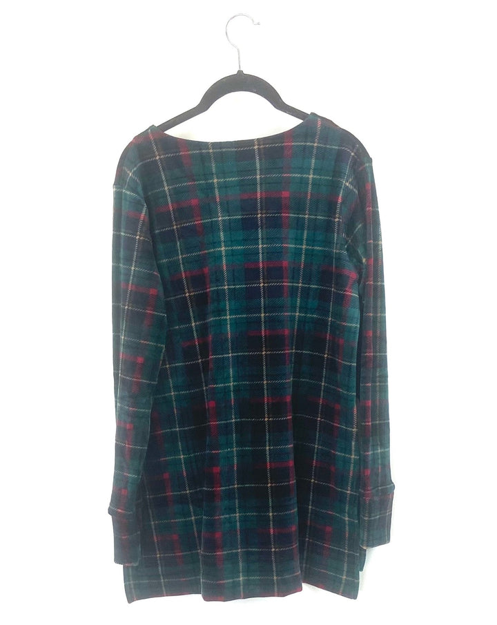 Plaid Fleece Top - Extra Small, Small, And Medium