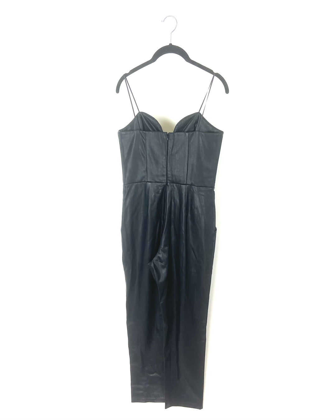 Black Leather Strapless Jumpsuit- Small
