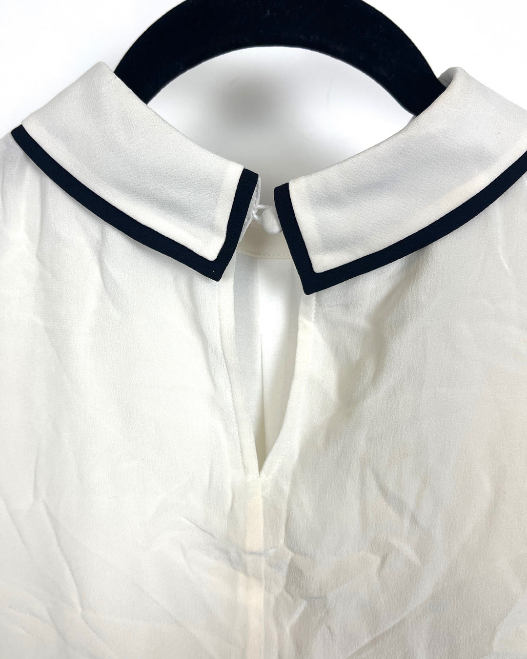 White and Black Collared Blouse - Size 4