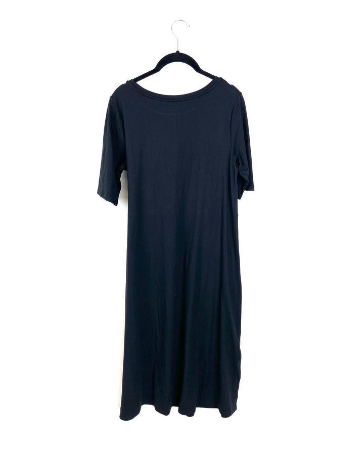 Black Midi Dress With Tie - Size 6/8