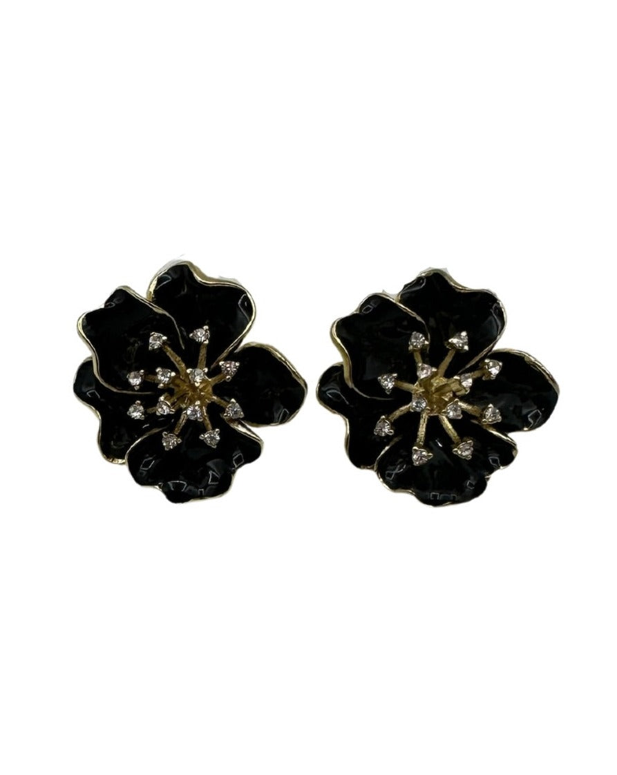 Share more than 157 black flower stud earrings latest