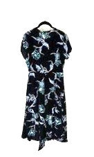 Black And Blue Floral Mid Dress - Small