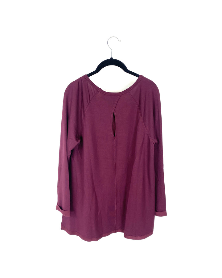 Red V Neck Long Sleeve Top - Small/Medium