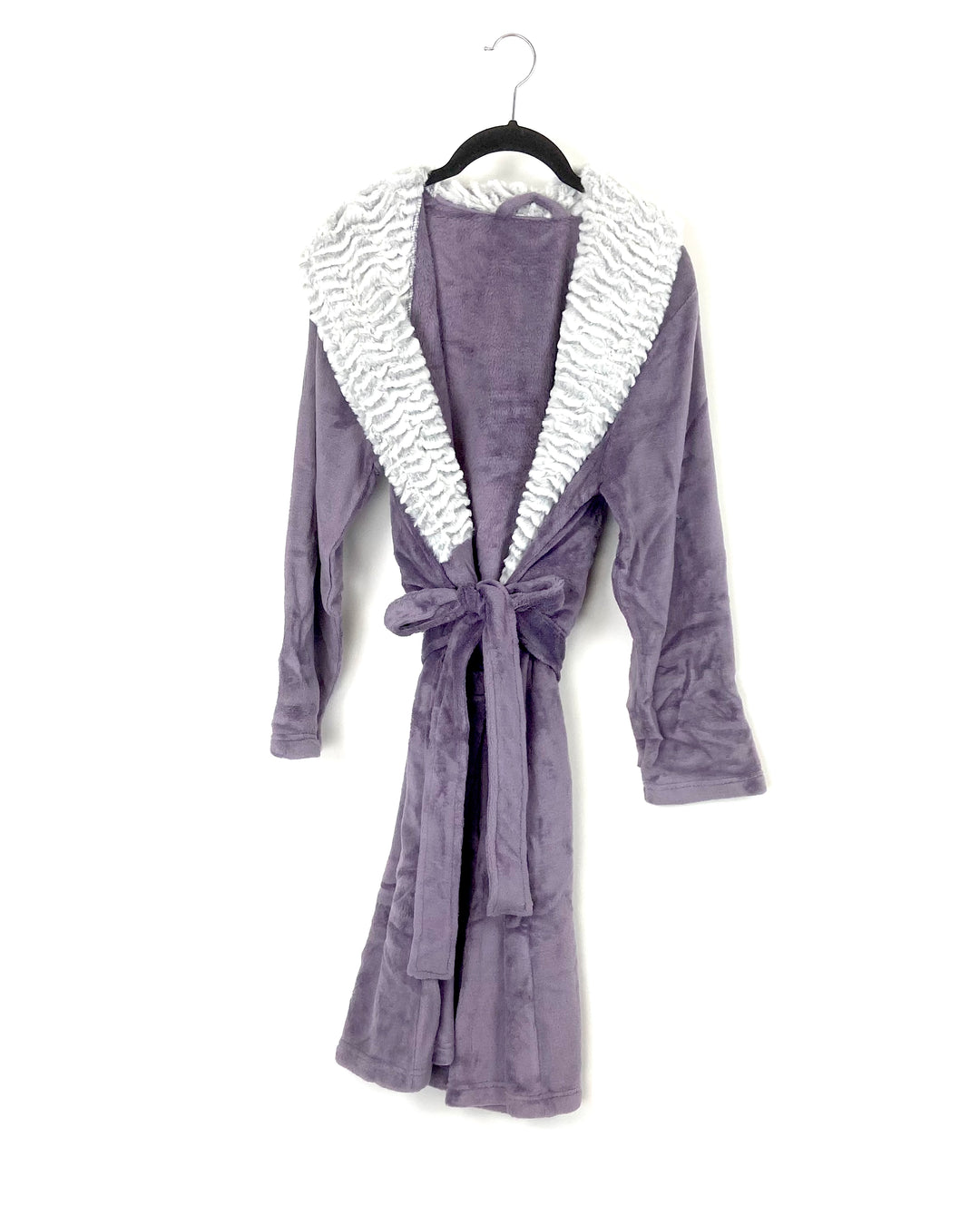 Purple And Gray Faux Fur Robe - Small