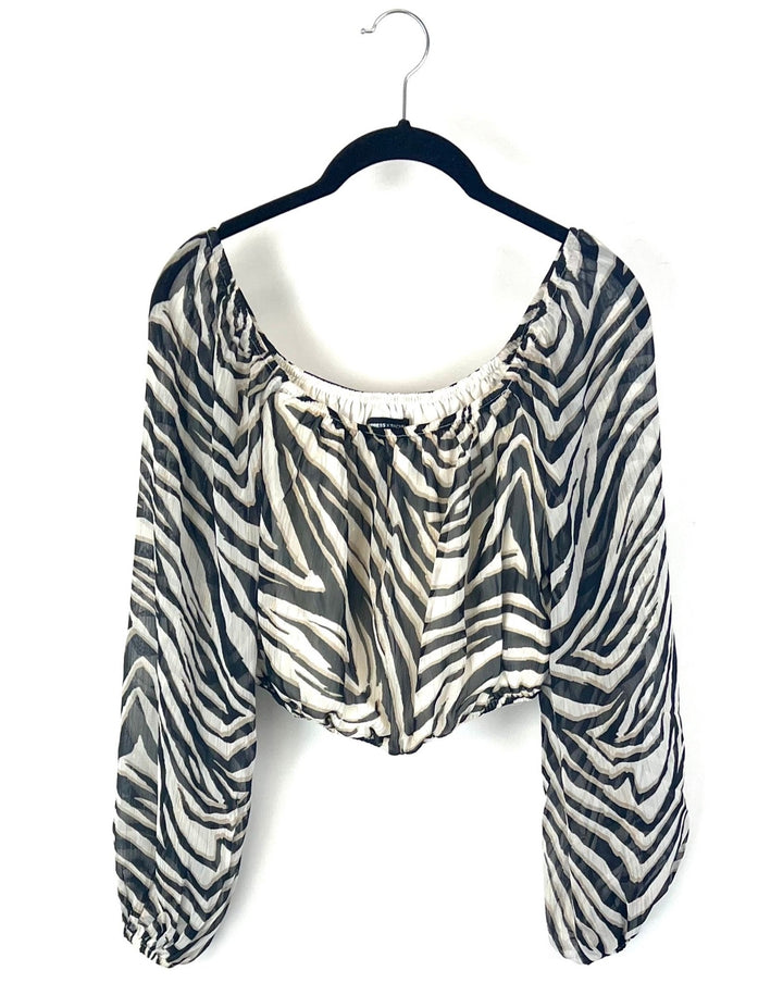 Zebra Print Off The Shoulder Top - Size 00-16