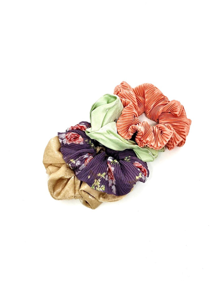 Colorful Floral Scrunchie Set