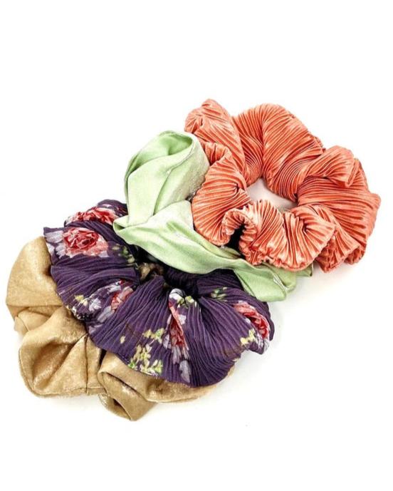 Colorful Floral Scrunchie Set