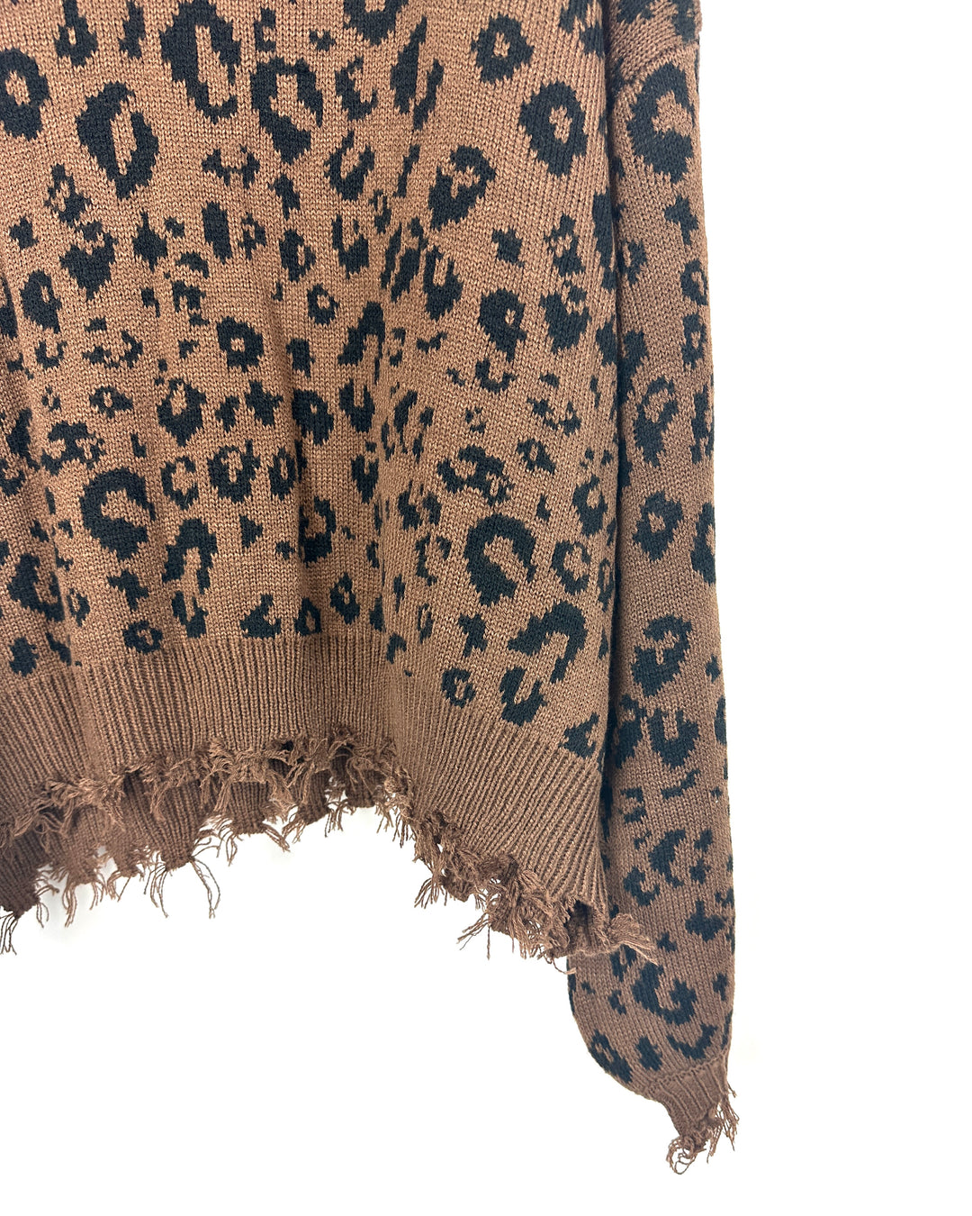 Brown Cheetah Print Knit Sweater - 2X