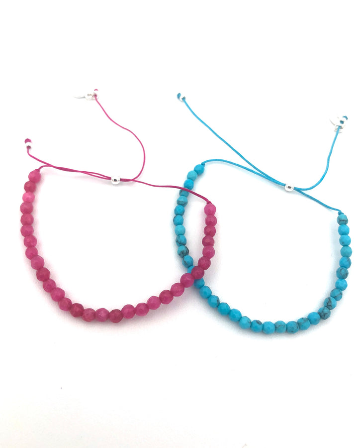 Small Beaded Pink and Turquoise Bracelet Set