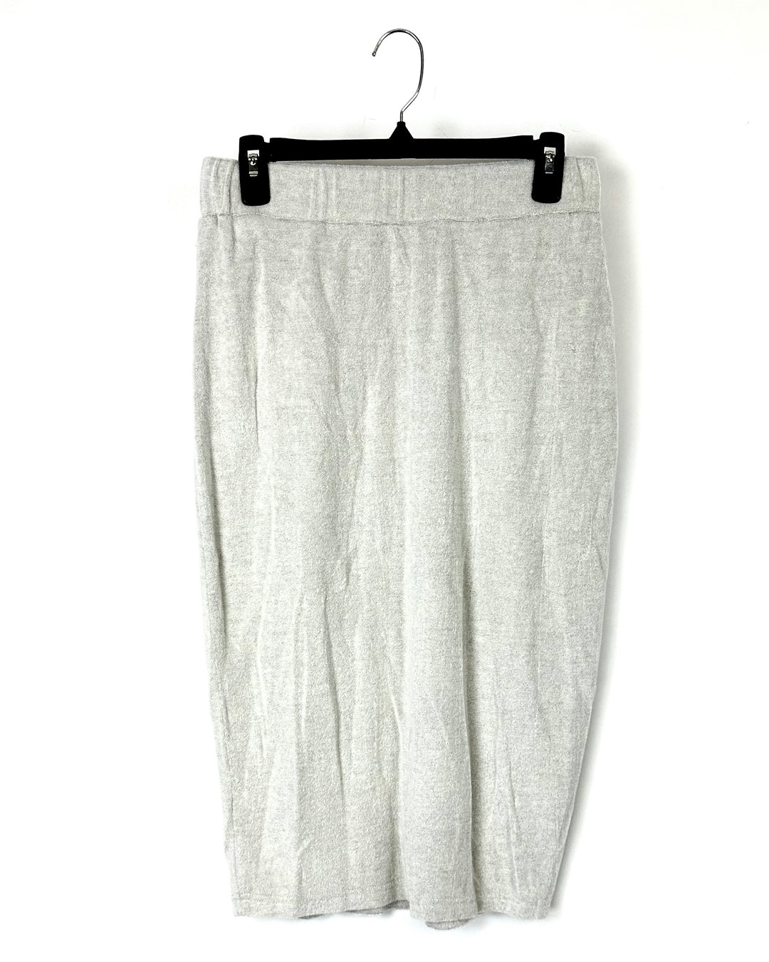 Pale Grey Terry Cloth Midi Skirt - Small