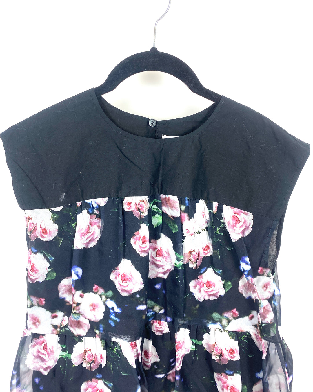 Black Floral Blouse - Small