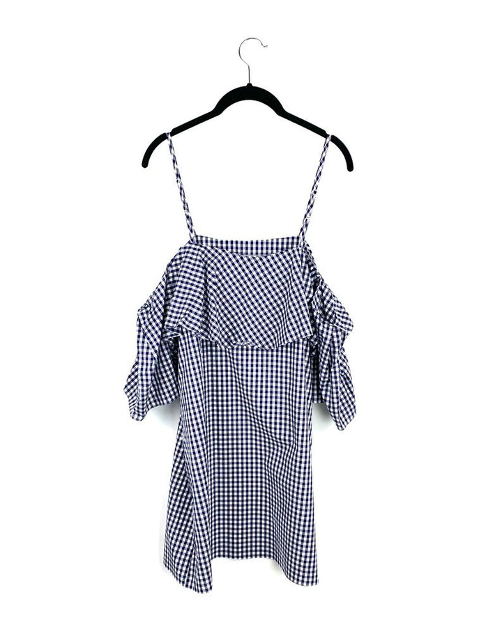 Blue and White Gingham Dress-Small
