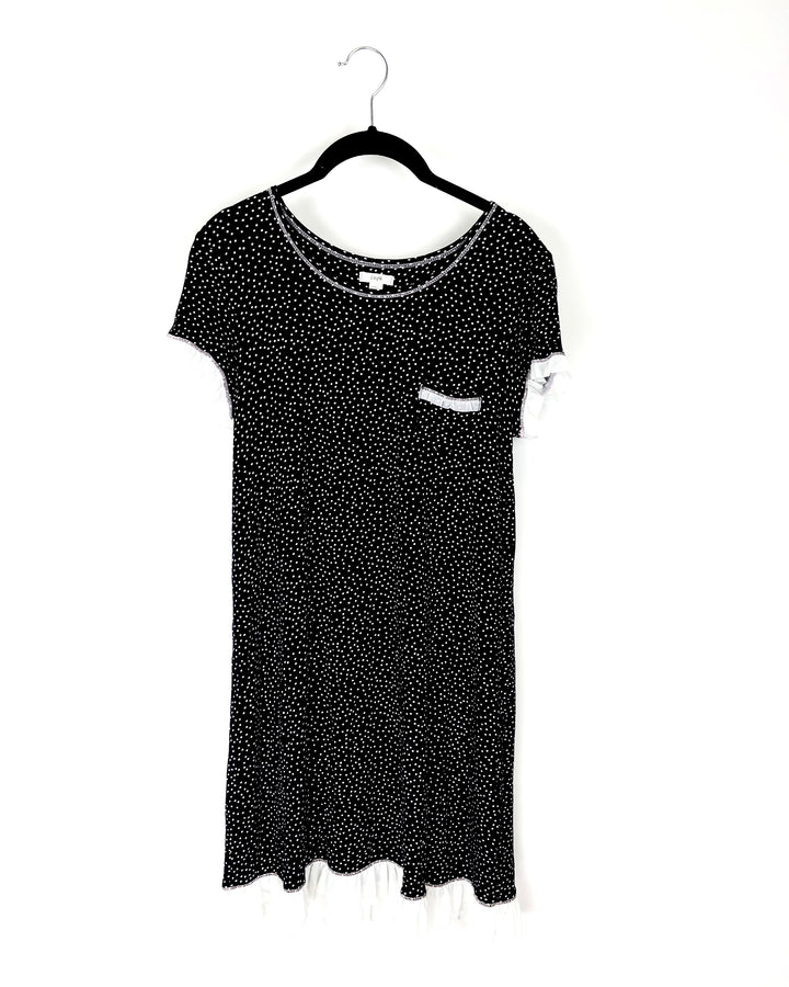 Black and White Polka Dot Night Gown - Small