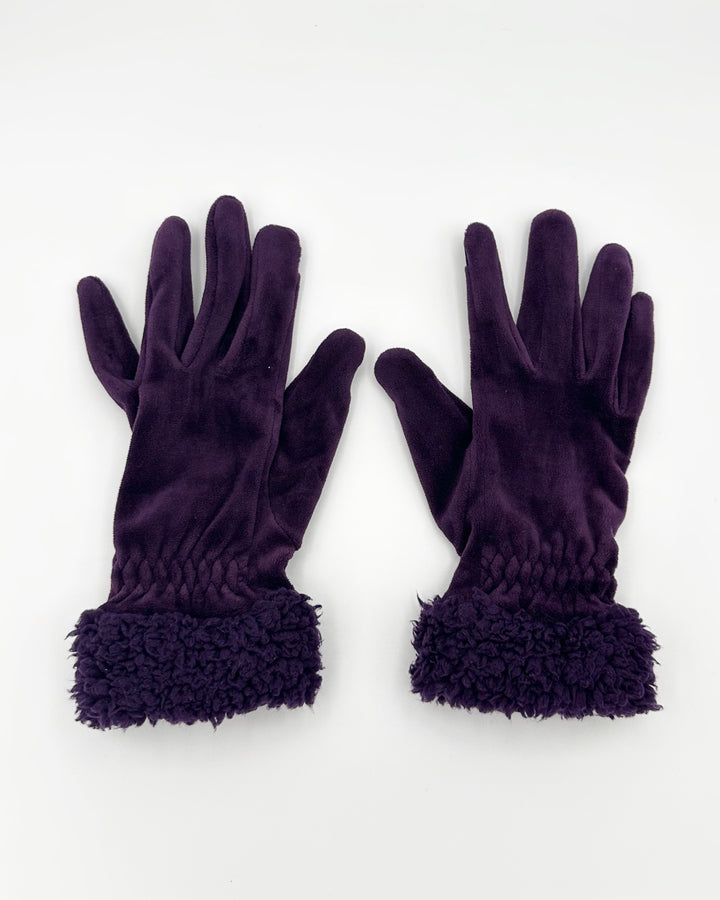 Purple Plush Velour Gloves - Small