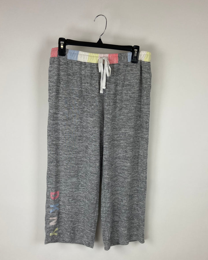 Grey Knit Cropped Lounge Pants - Small