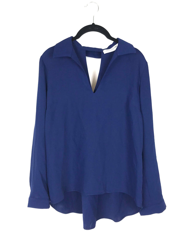 Navy Blue Long Sleeve Top - Small