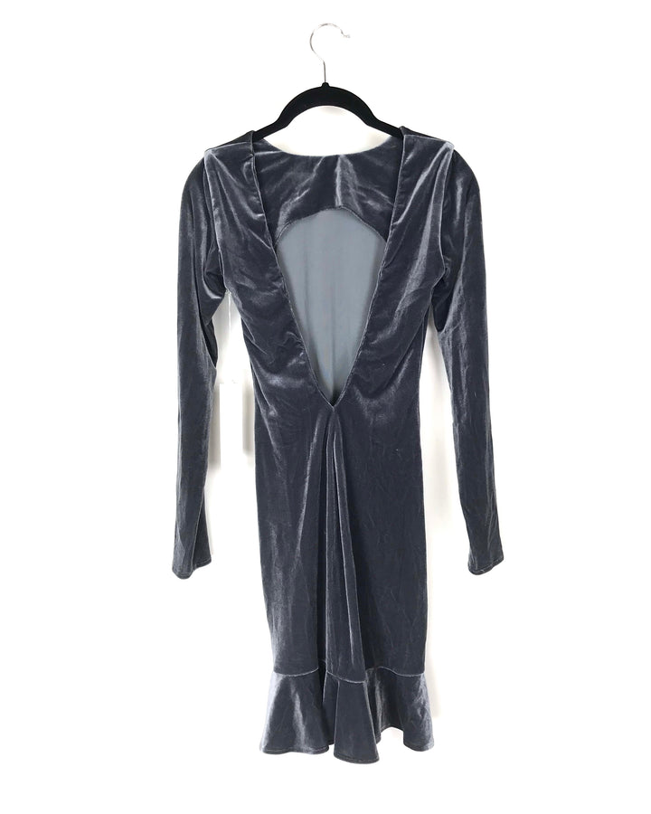 Velvet Steel Grey Dress - Small