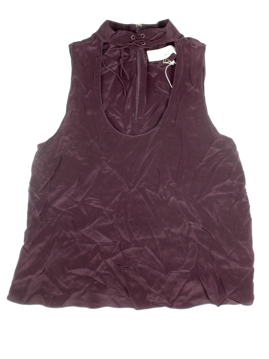 Amanda Uprichard Dark Purple High Neck Cut Out Top- Small - The Fashion Foundation - {{ discount designer}}