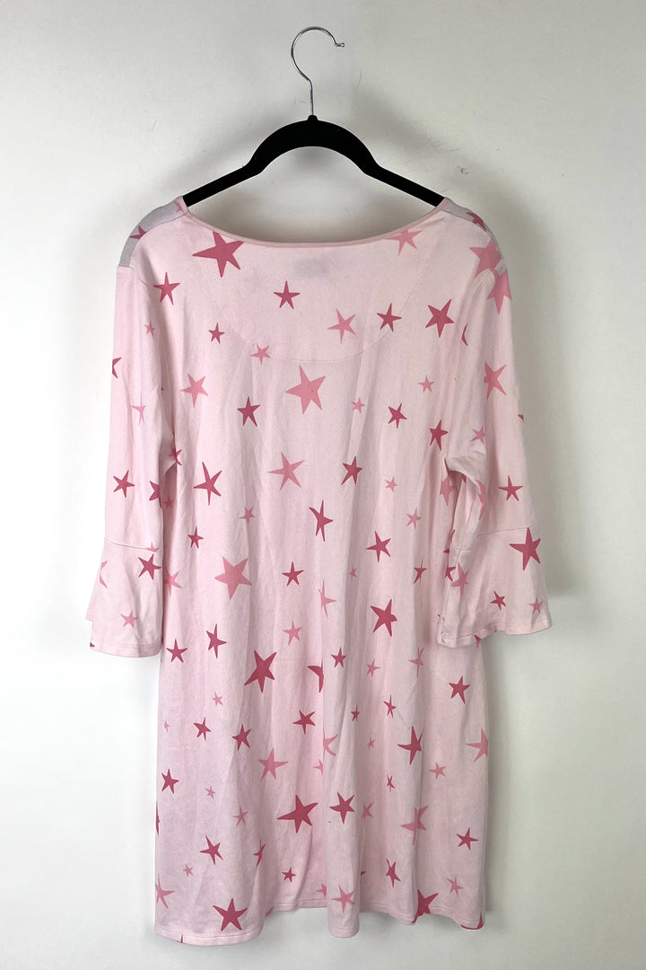 Pink Star Print Nightgown - Small