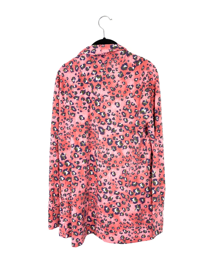 Coral Long Sleeve Cheetah Print Cardigan - Size 6/8