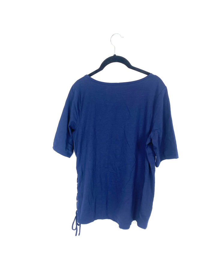 Navy Blue Laced Side T Shirt - Small/Medium